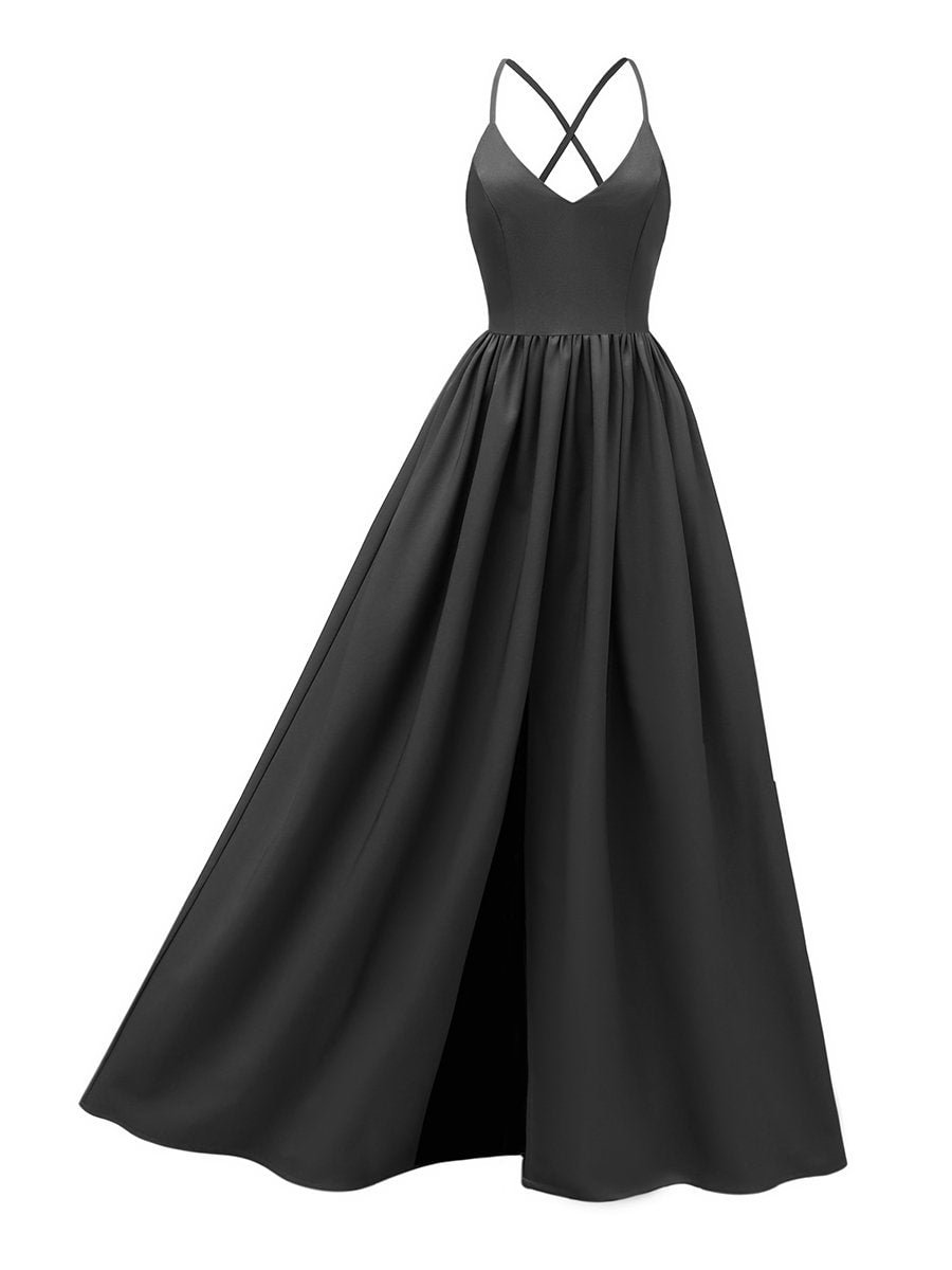 Elegant Dress Backless Split Maxi Long Dress