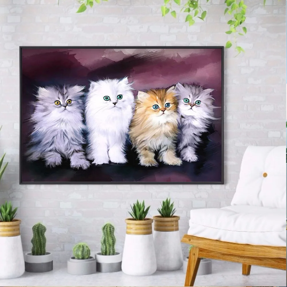 Diamond Painting - Full Round Drill - Cat Family(40*30cm)