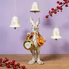 Easter Bunny Figurine with Top Hat and Pocket Watch Cute Small Bunny Table Clock for Spring Home Table Decor Party Supplies Gifts