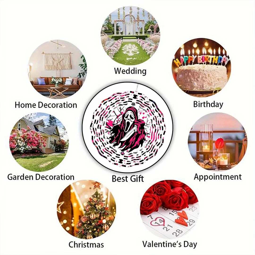 3D Hanging Wind Spinner 360 Degree Rotating 10-Inch Garden Wind Spinners Hanging Wind Catcher Art Gift for Home Garden Halloween Christmas (witch)