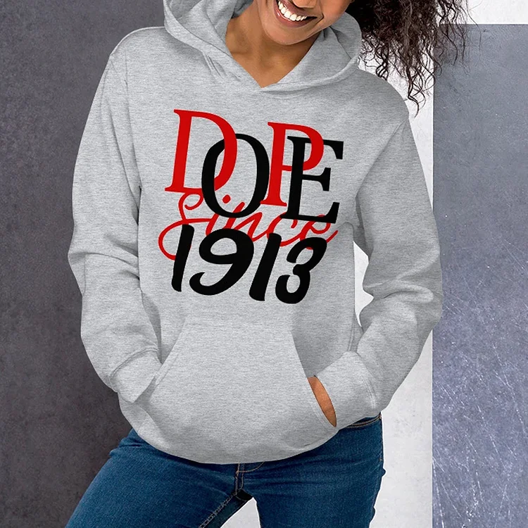 DST fashion printed hooded long sleeved sweater