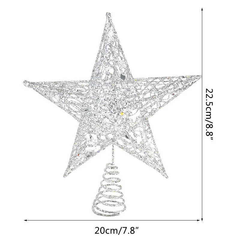 Gold Glitter Christmas Tree Top Iron Star Christmas Decorations For Home Xmas Tree Ornaments Navidad New Year 2021 Natal Noel