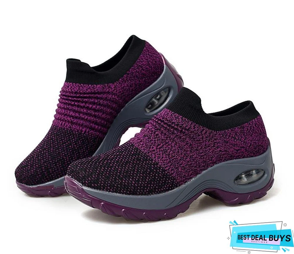 Women Breathable Mesh Slip-On Air Cushion Casual Sneaker Shoes