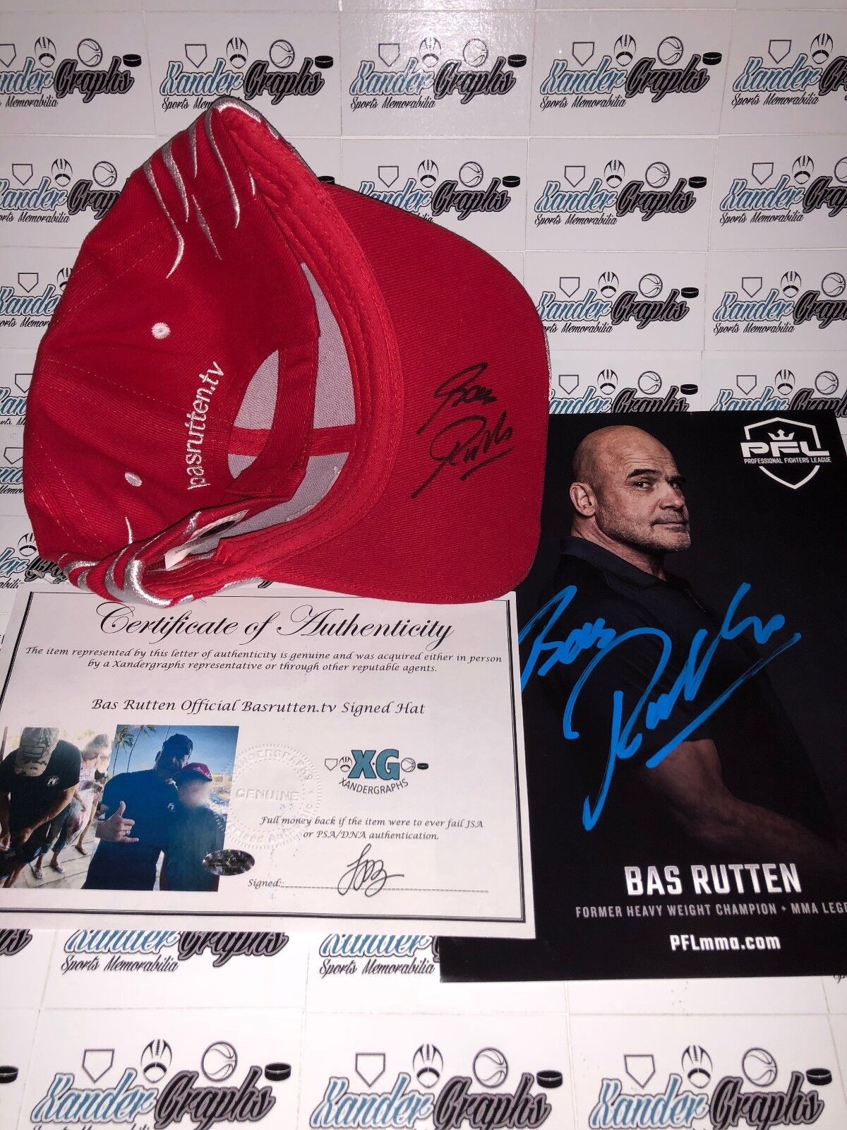 BAS RUTTEN MMA UFC AUTOGRAPHED OFFICIAL HAT CAP & 8X10 Photo Poster paintingGRAPH LOT-PROOF COA