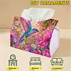 (24cm)Diamond Art Tissue Box DIY PU Napkin Cover for Home Decoration(Bird)
