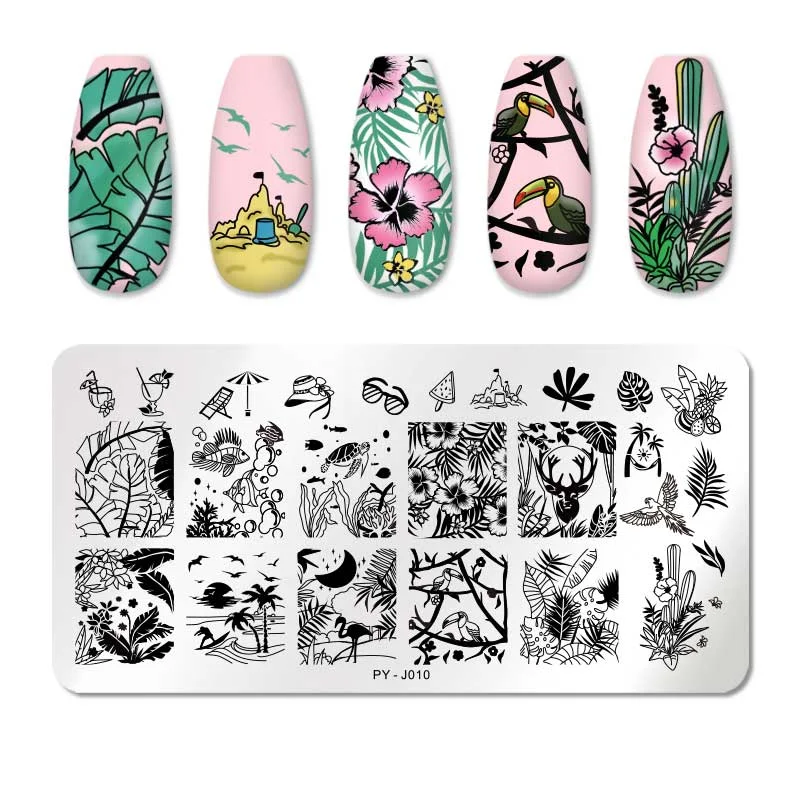 PICT YOU Nail Stamping Plates Rectangle Geometric Line Wave Pattern Stainless Steel Nail Art Image Stamp Stencils Design J004-Nail Inspo