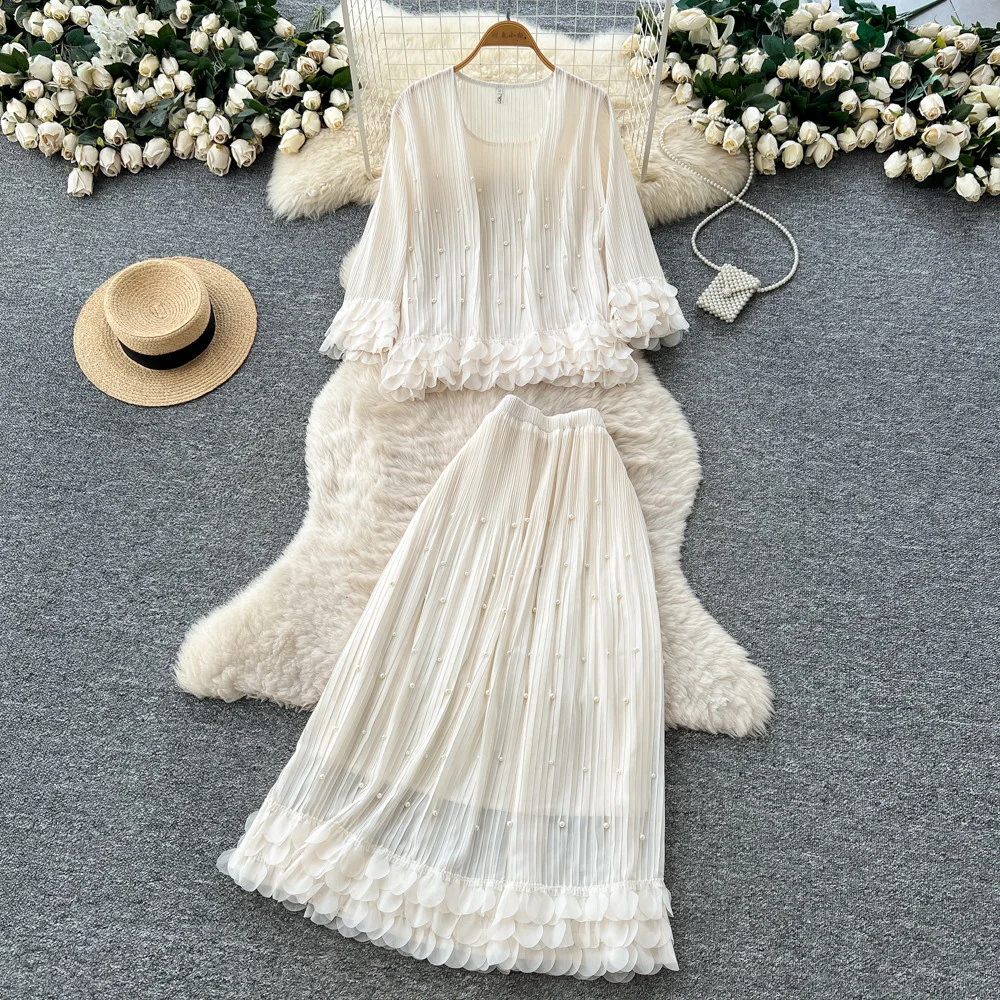 Nigikala Nigikala Holiday Suit Women's Design Bikini Hanging Neck Vest Tuxedo Skirt Knitted Two-Piece