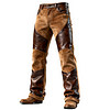 Men's Vintage Brown Leather And Suede Biker Pants by Inlyline