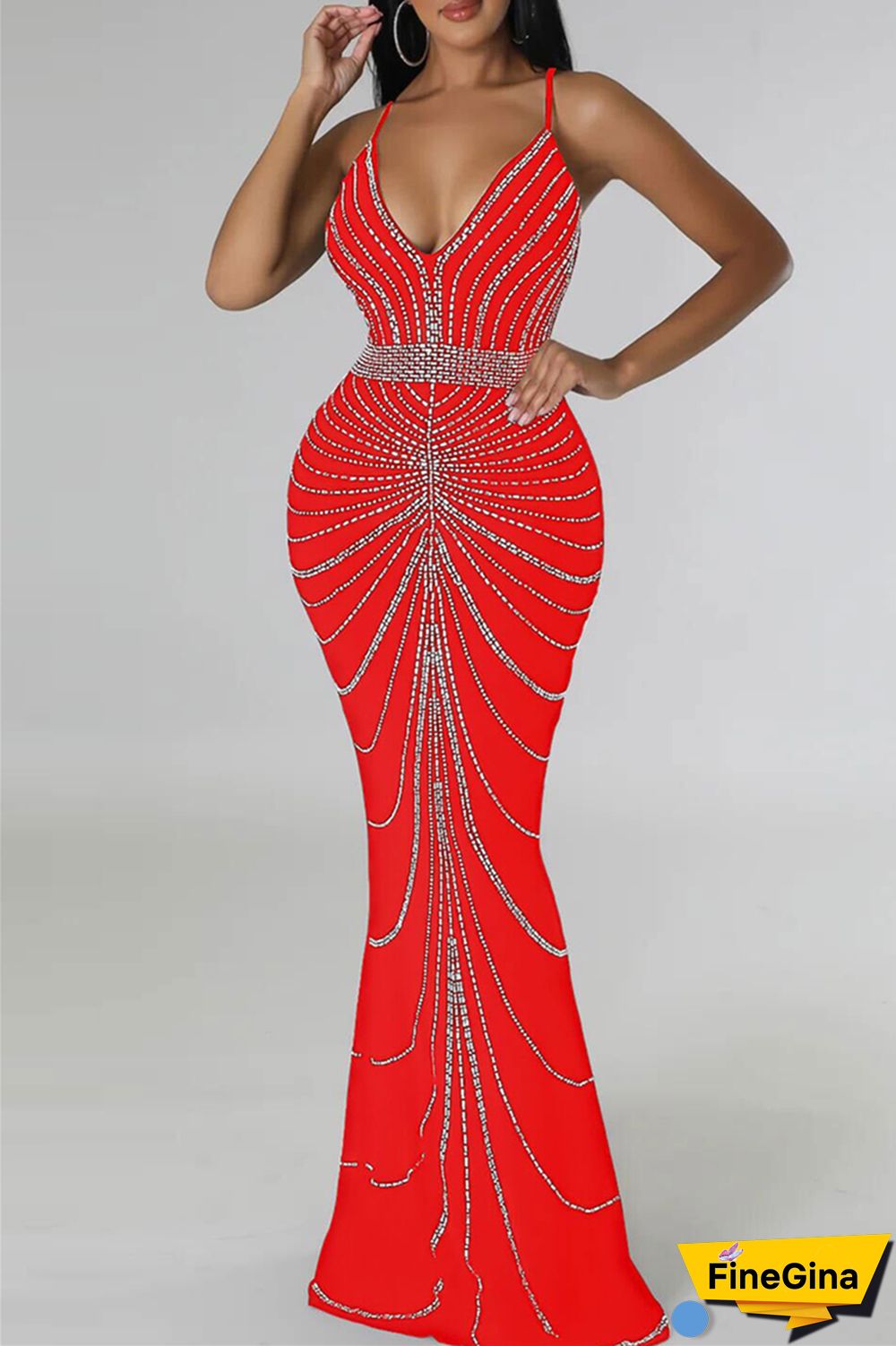 White Sexy Formal Hot Drilling Hot Drill V Neck Sheath Dresses