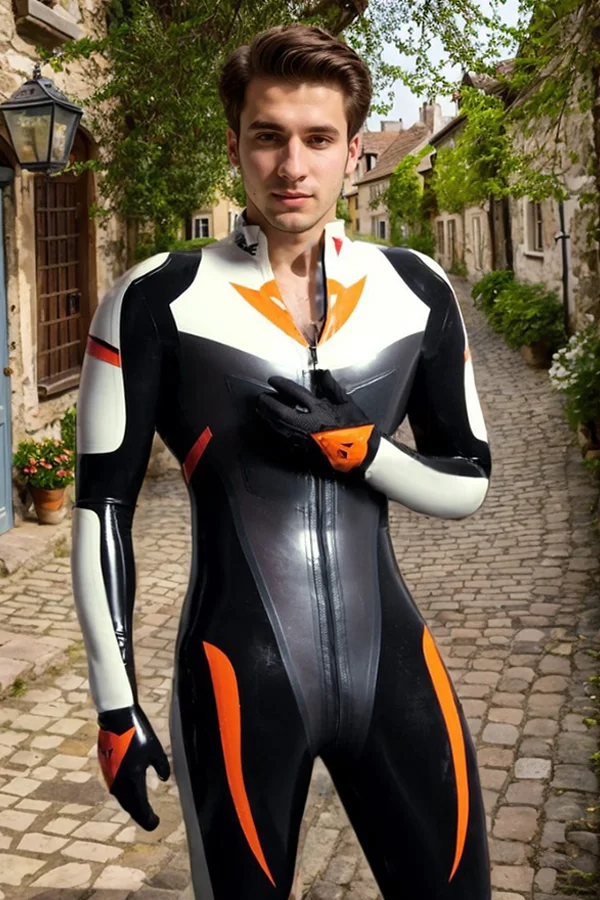 Men Latex Catsuits Racing Motogp Biker 