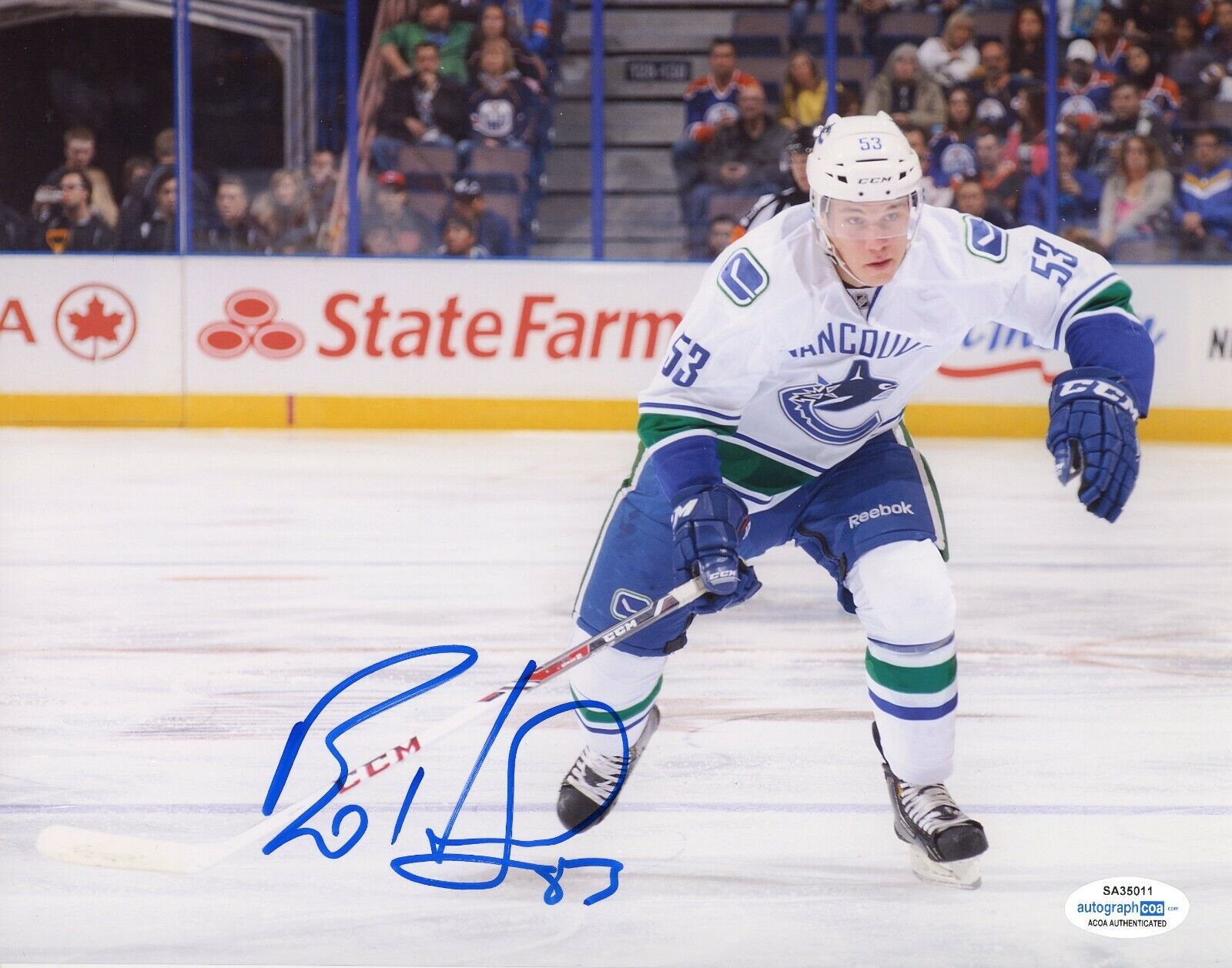 Vancouver Canucks Bo Horvat Signed Autographed 8x10 NHL Photo Poster painting ACOA B