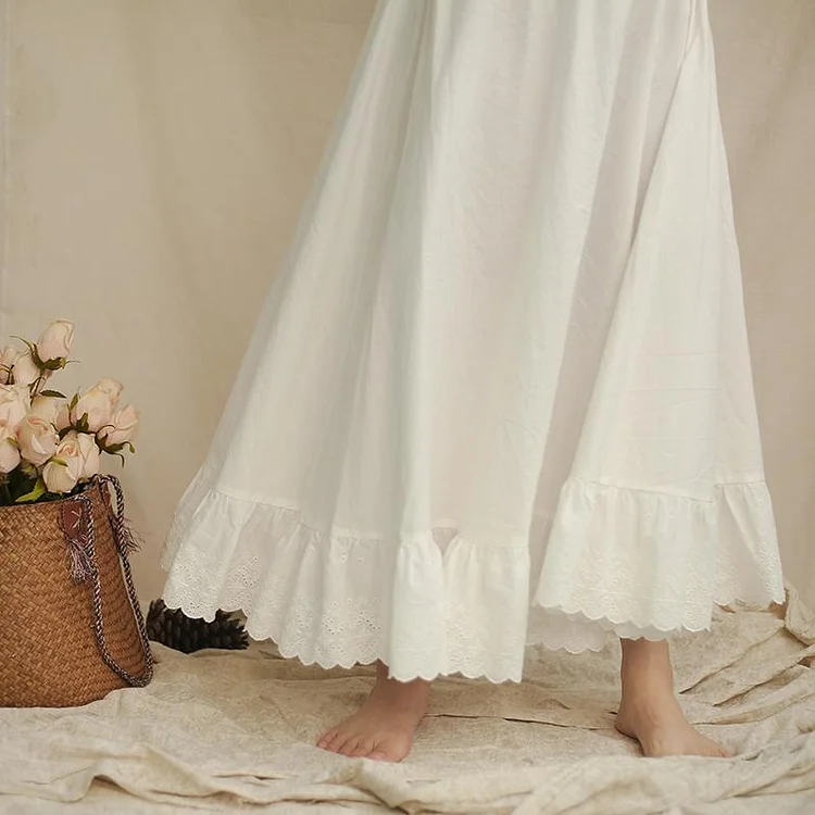 Queenfunky cottagecore style 100% Cotton Petticoat With Lace Hem QueenFunky