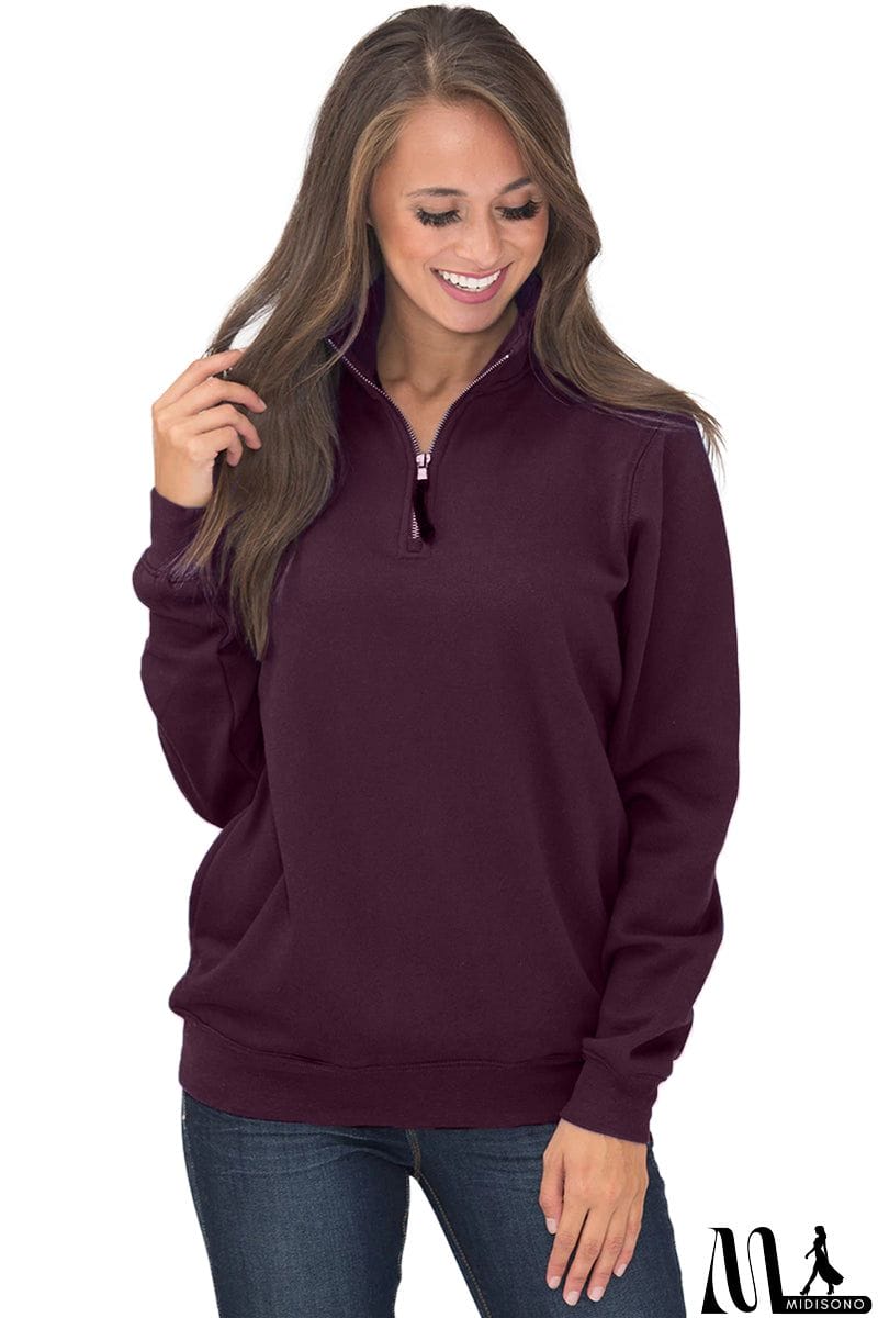 MidiSono - Pocket Style Quarter Zip Sweatshirt