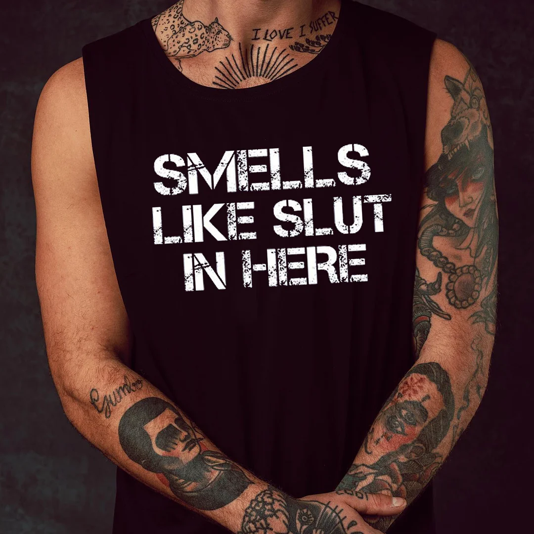 Smells Like Slut In Here Print Men's Vest -  