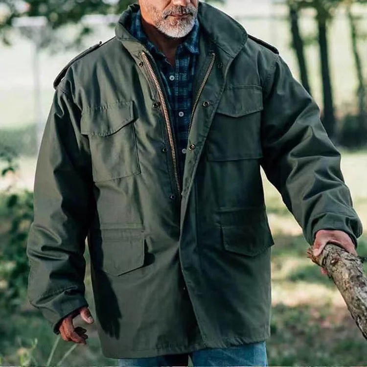 BrosWear Retro Army Green Thermal Padded Jacket