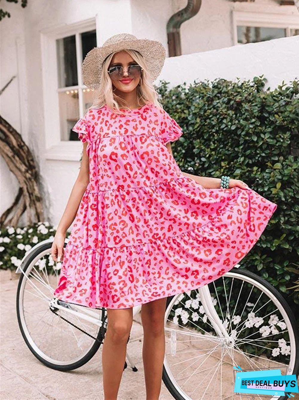 Women's New Loose Large A-Line Skirt Leopard Dress