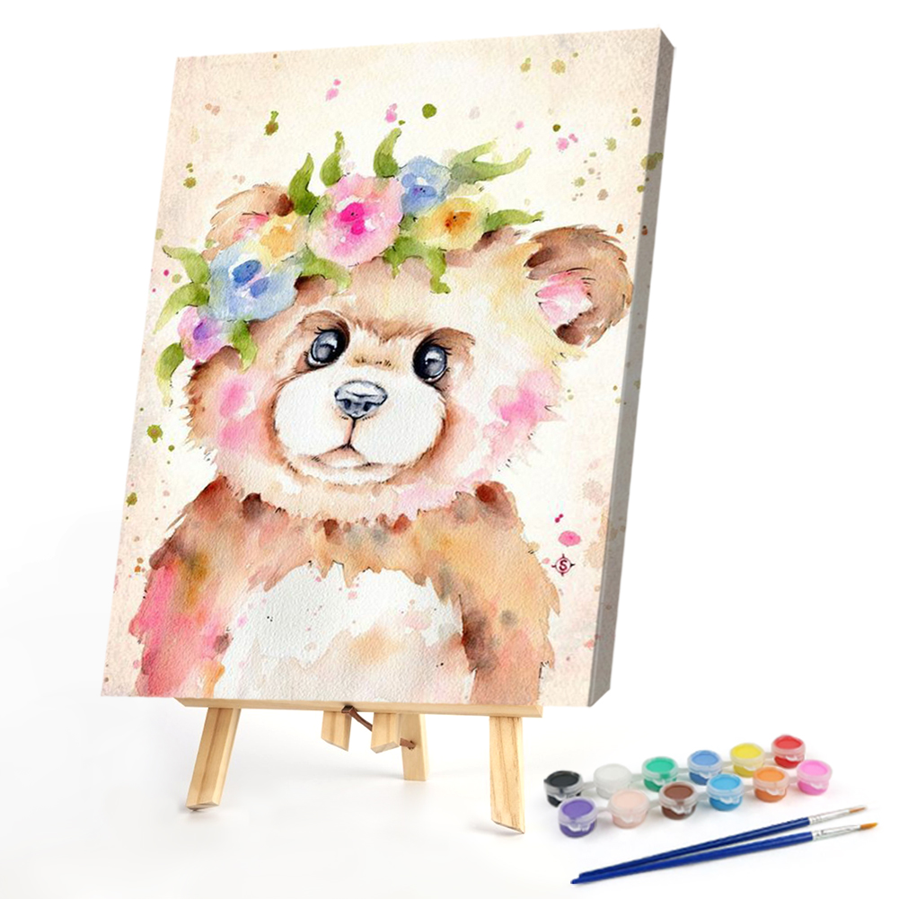 

40*50CM - Paint By Numbers - Color Flower Bear, 501 Original