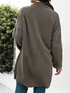 Fashion Loose Solid Color Long Sleeves Lapel Cardigan Woolen Outerwear