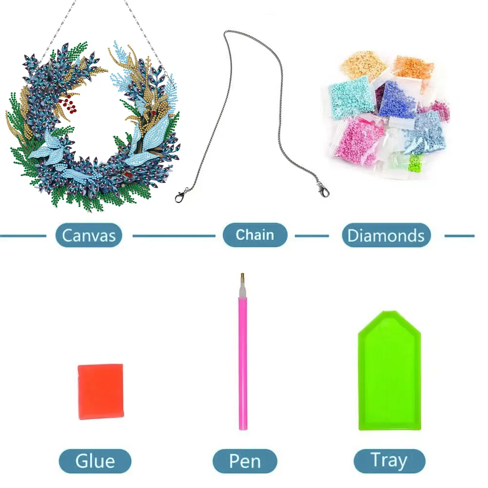 Special Shaped Crystal Painting Wreath Kit DIY Full Drill Garlan(Single Sided)