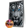 (Grande Taille) Tigre blanc avec des yeux bleus-partiel ab rond diamant peinture-40 * 60cm