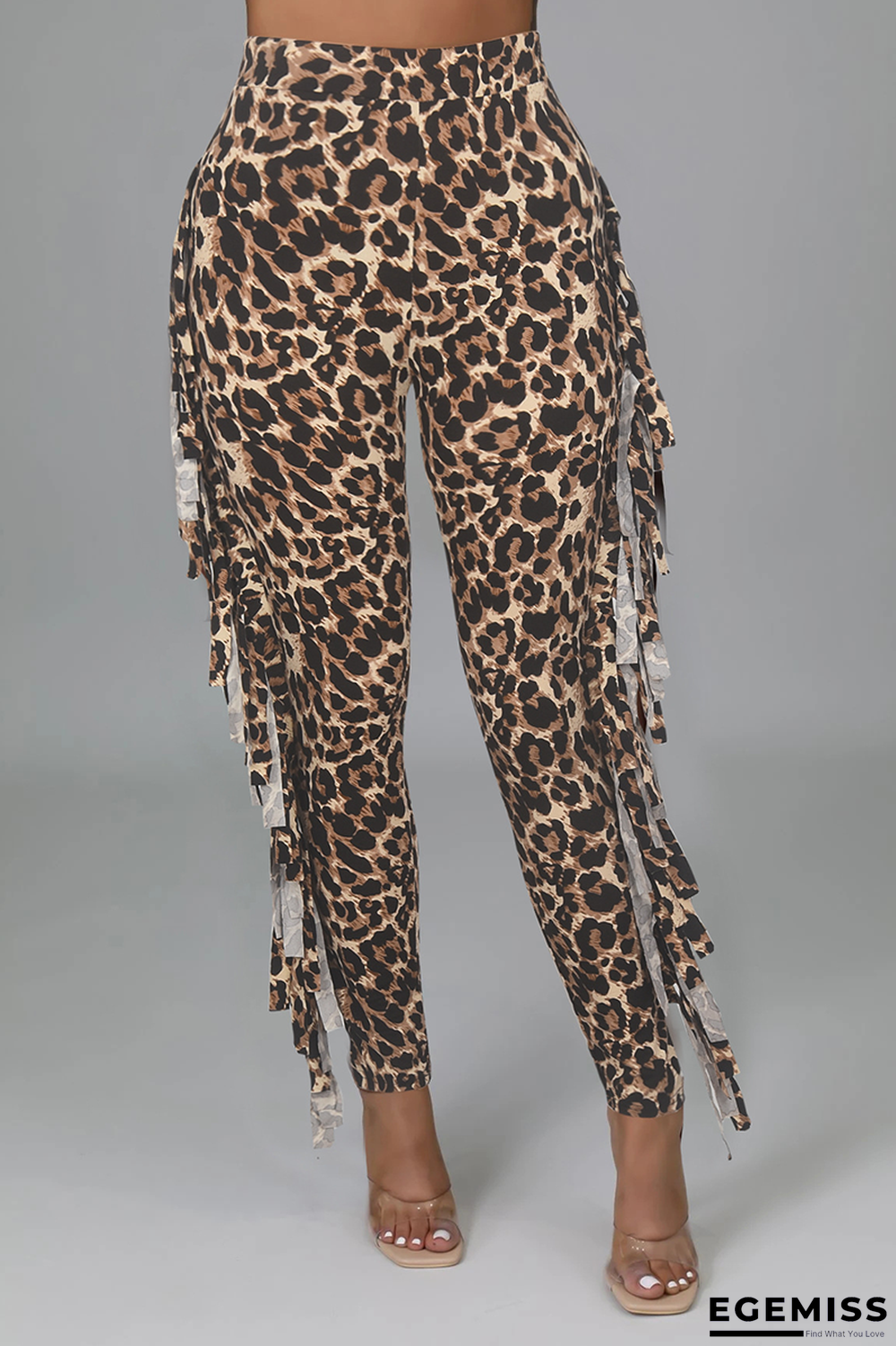 Leopard Print Sexy Leopard Tassel Skinny High Waist Pencil Full Print Bottoms | EGEMISS
