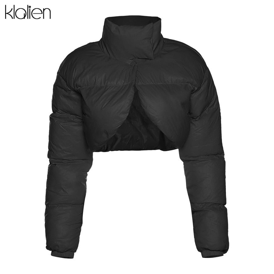 KLALIEN Fashion Casual Autumn Winter Solid Slim Short Cotton-Padded Jacket For Women 2021 New Simple Street Outerwear Thicken