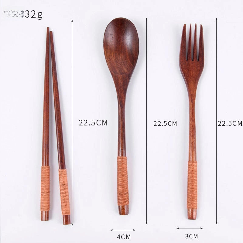 Creative Japanese Tableware Set Phoebe Chopsticks Knife, Fork And Spoon Four-piece Set Wooden Simple Chopsticks And Spoon Set
