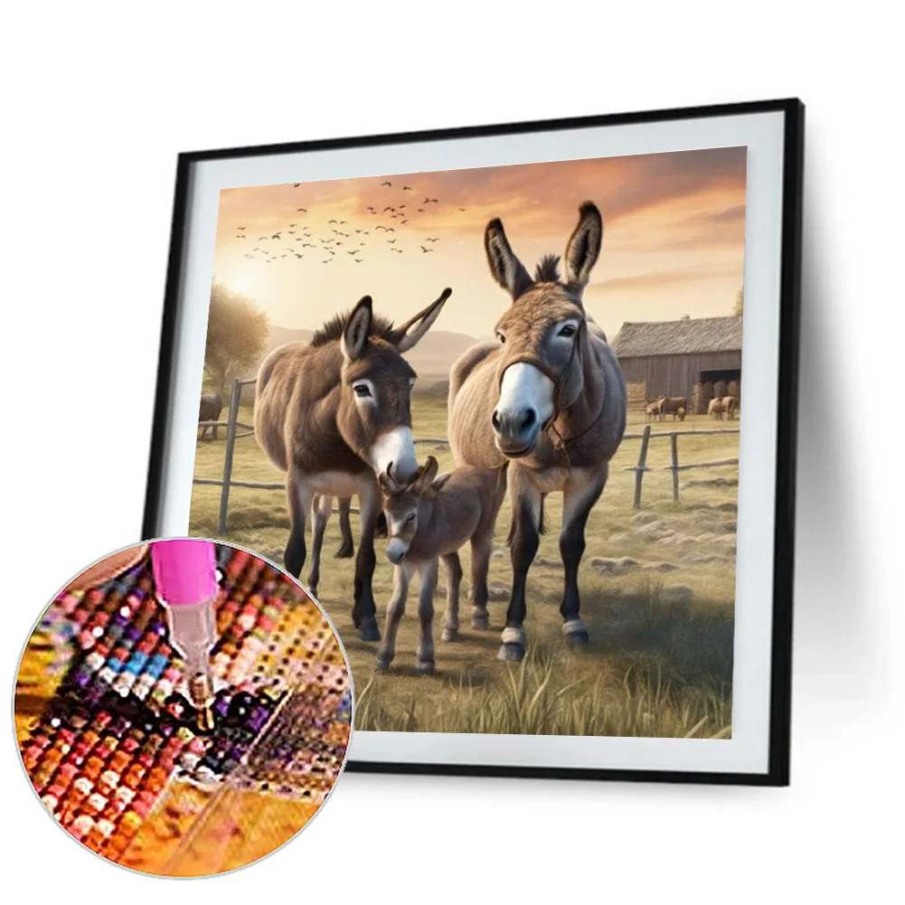 Diamond Painting - Full Round Drill - Farm Donkey(Canvas|30*30cm)