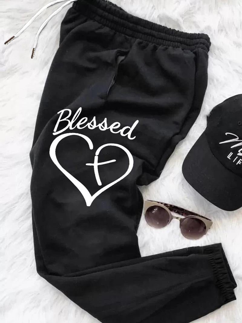 Blessed Faith Heart Drawstring Pants