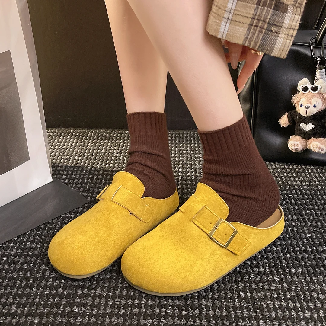 Yyvonne Yellow Birken Shoes Women 2025 Spring Pedal Lazy Man Bag Head Half Slippers Wearing Fashion Muller Shoes