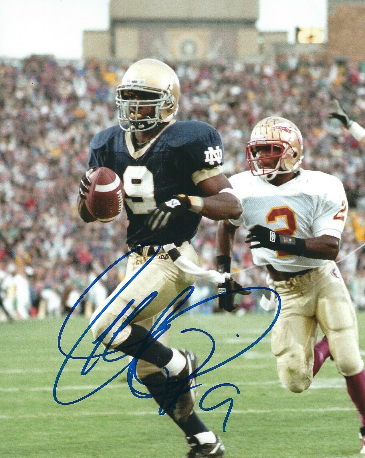 Autographed JEFF BURRIS Notre Dame 8x10 Photo Poster painting w/COA