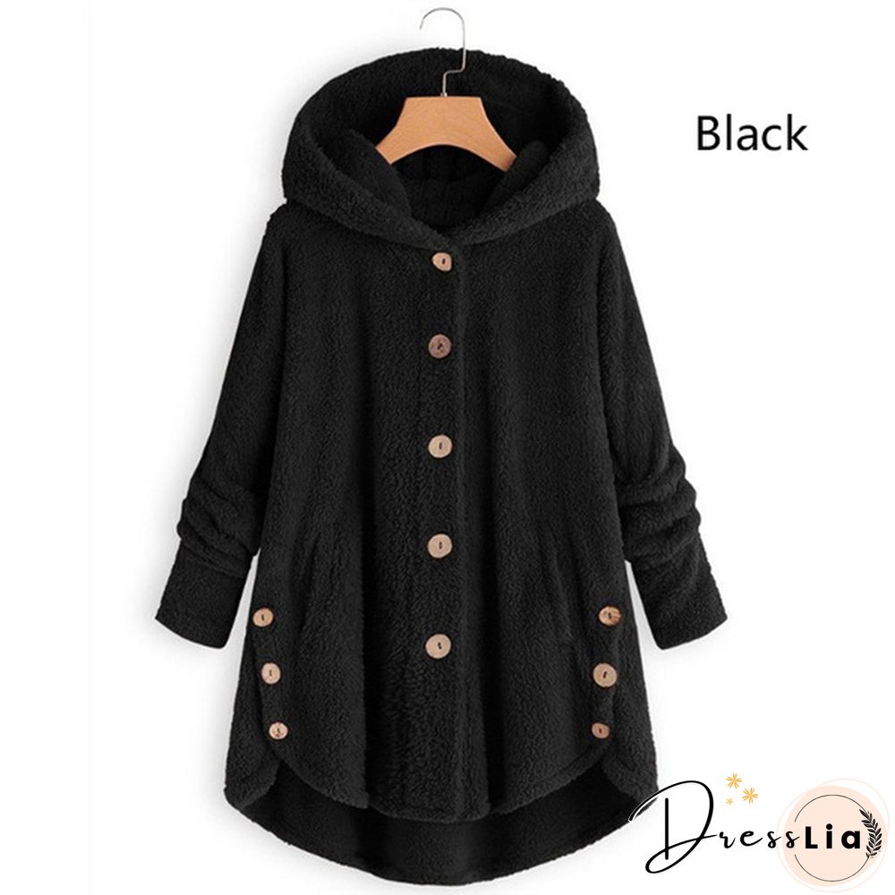 Warm Womens jacket Autumn & Winter Casual Decoration Fleece Hooded Coat Loose Fit Soft