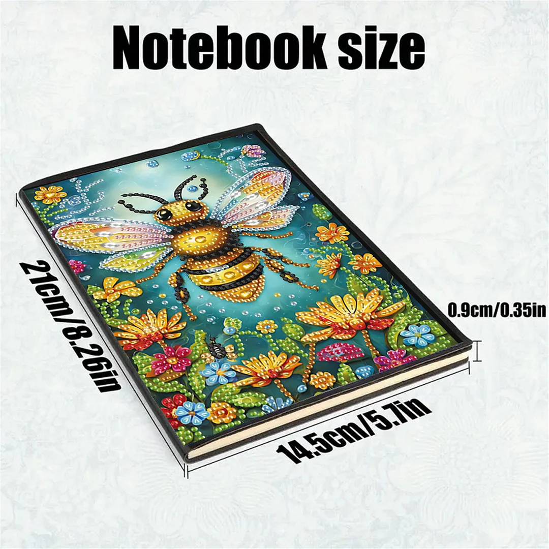 2pcs Bee Partial DIY 50 Pages A5 Diamond Painting Notebook for Study Drawing