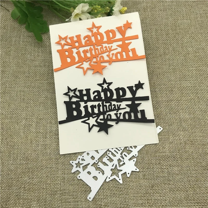 happy Birthday decoration Metal Cutting Dies Craft Stamps die Cut Embossing Card Make Stencil Frame Art Cutte