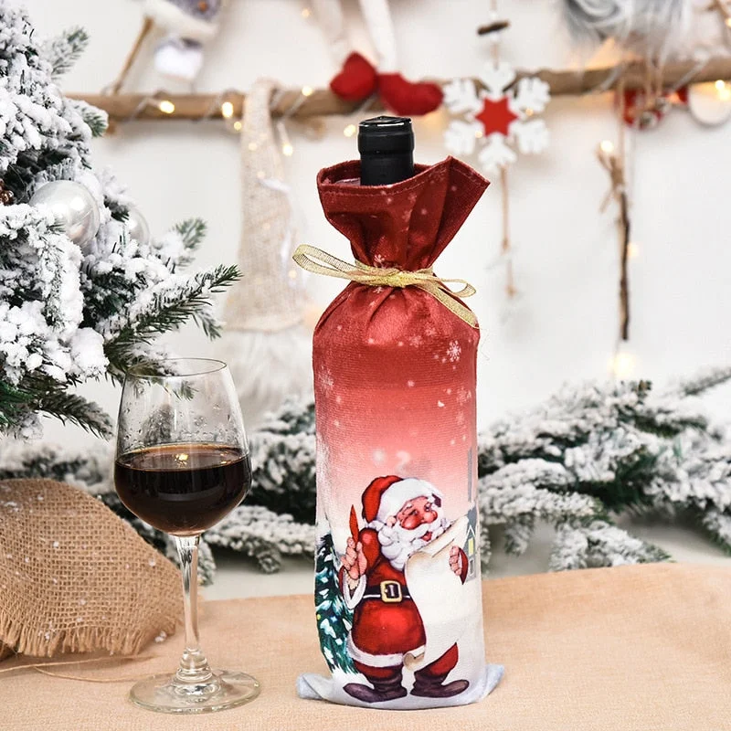 Christmas Decorations for Home Santa Claus Wine Bottle Cover Snowman Stocking Gift Holders Xmas Navidad Decor Happy New Year