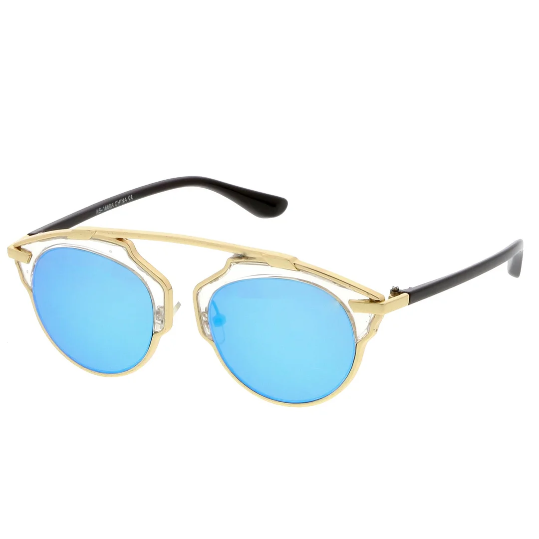 Modern Metal Crossbar Round Lens Pantos Aviator glasses 48mm