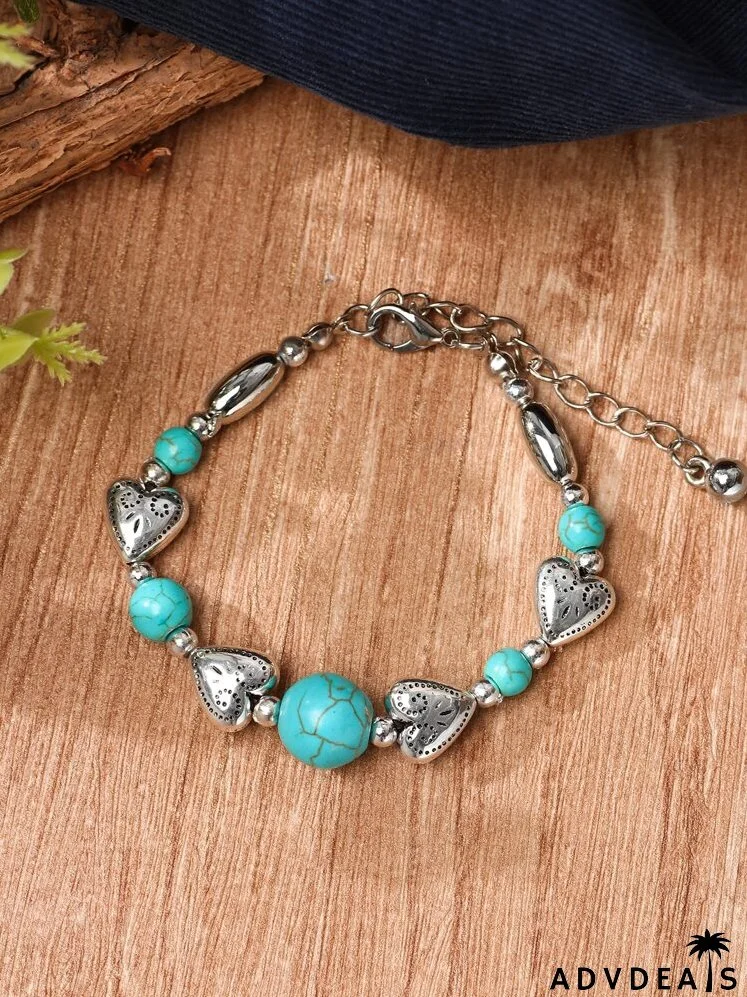 Turquoise & Heart Decor Bracelet
