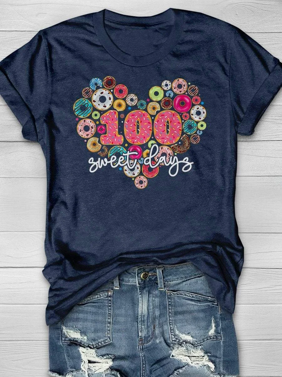 100 Sweet Days Print Short Sleeve T-shirt