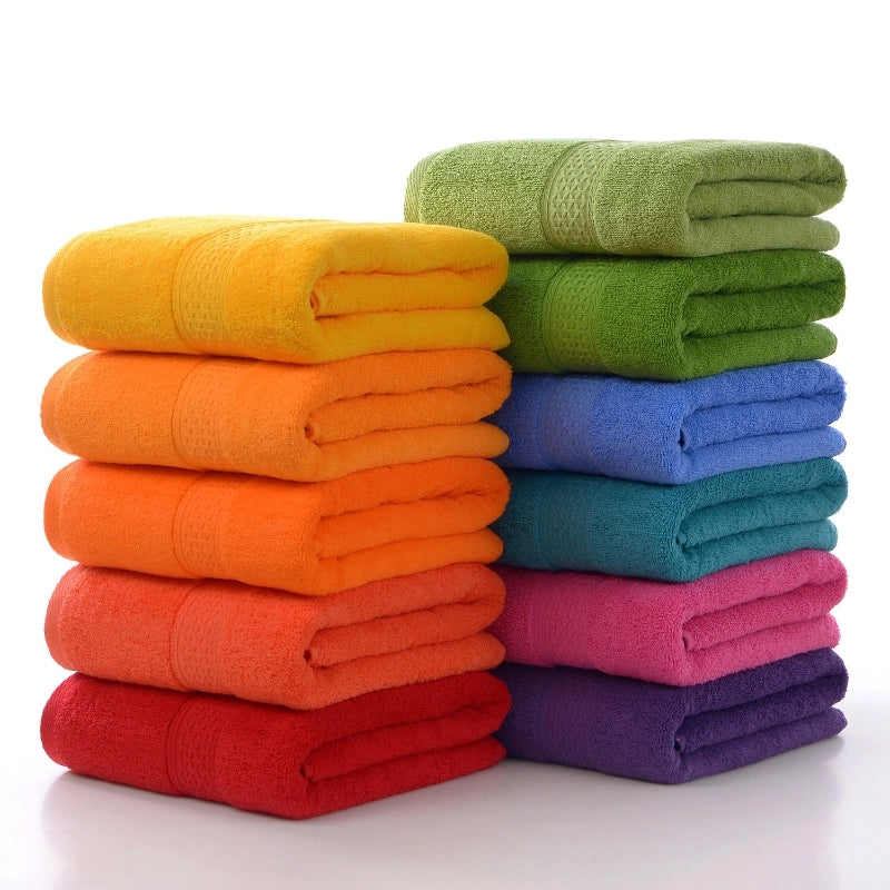 Factory Plain Cotton Bath Towel Household Soft Absorbent Cotton Bath Towel Plain Road Bath Towel New 11 Colors