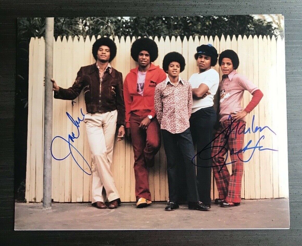 * JACKSON'S * signed 11x14 Photo Poster painting * MARLON & JACKIE JACKSON * PROOF * 1