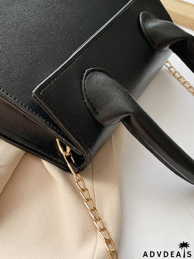 Flap Trapezoid Satchel Bag