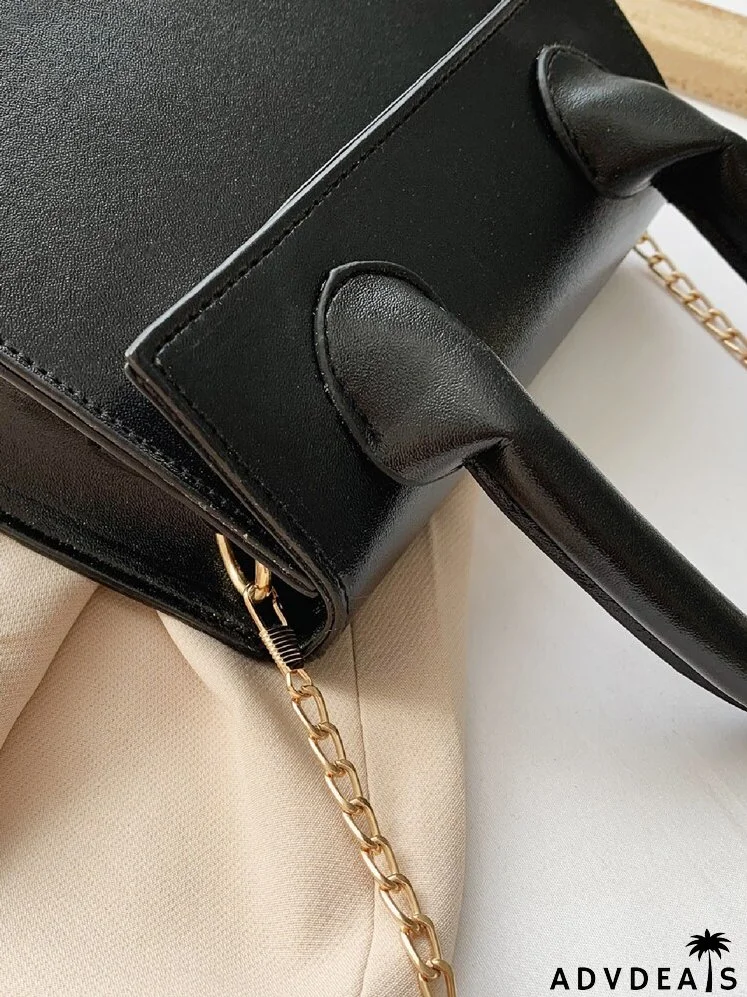 Flap Trapezoid Satchel Bag