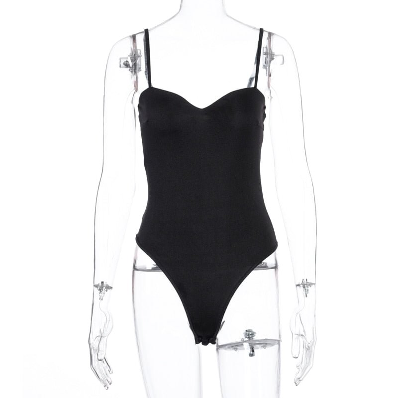 Dulzura solid strap women bodysuit bodycon sexy backless streetwear elegant 2020 summer clothes party club thong body basic