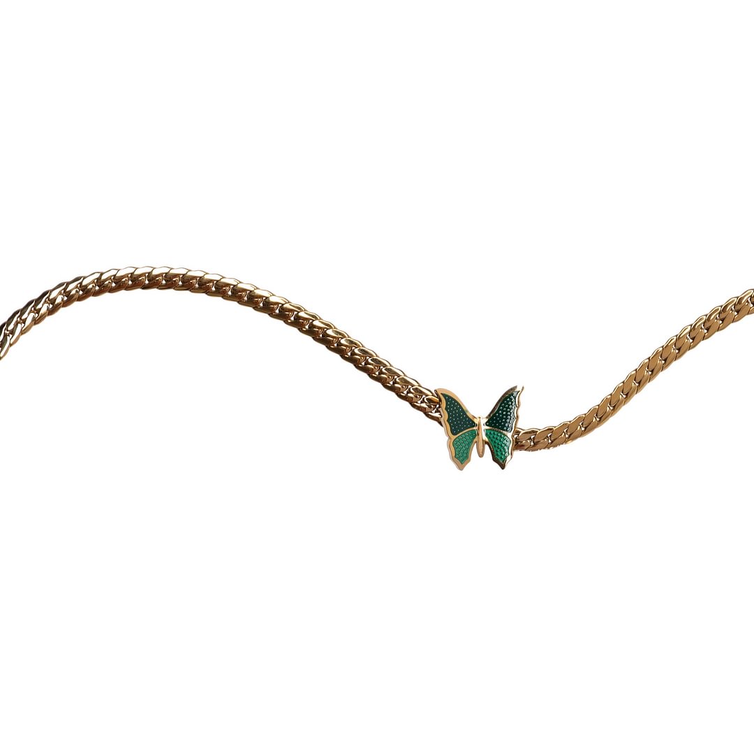 【Solo】Butterfly Cuban Chain Necklace