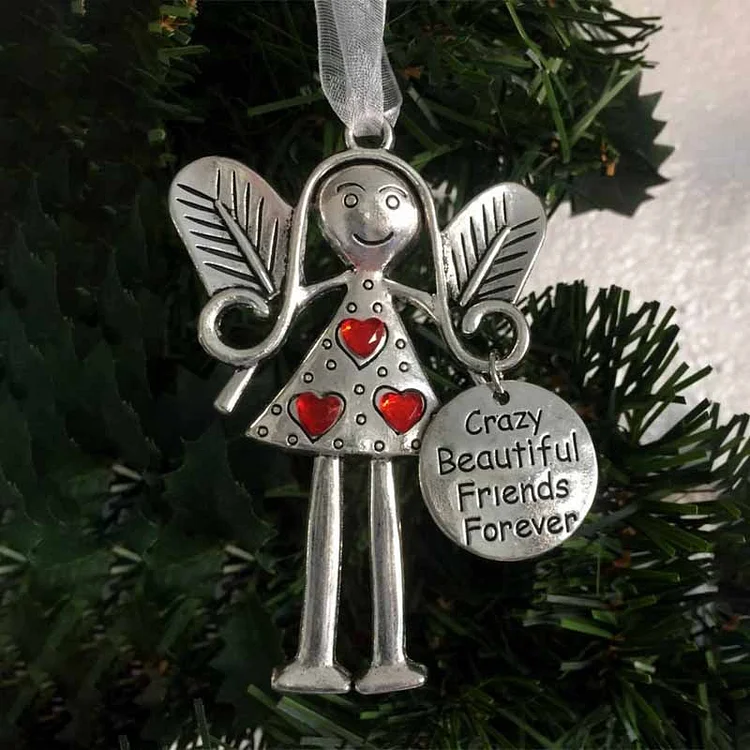 Silver Wings Angel Girl Christmas Tree Charm
