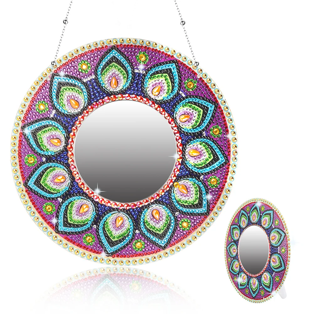 DIY Compact Mirror Paint by Number Kits Hanging Flower Home Decor