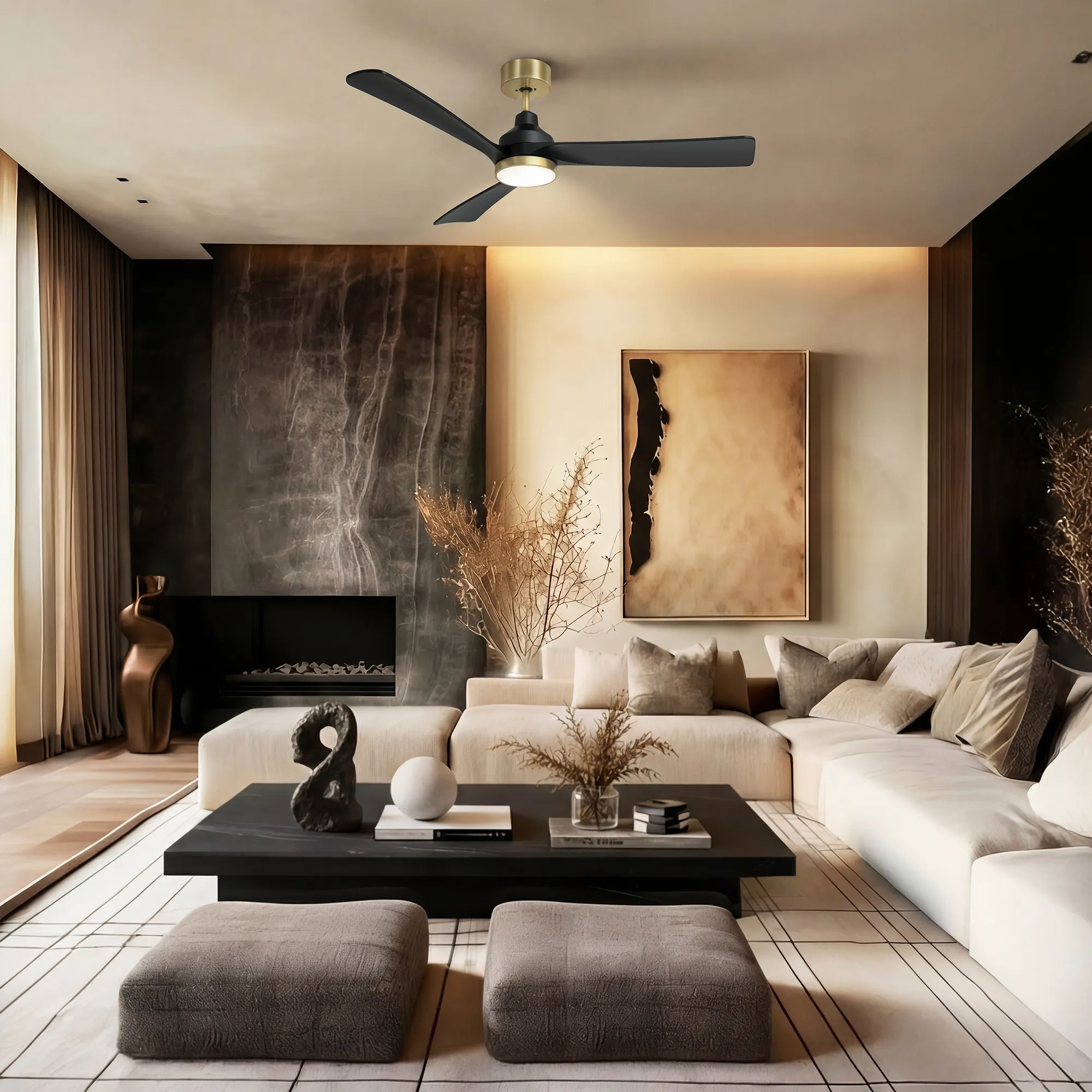 Ceiling fan light installed in a living room