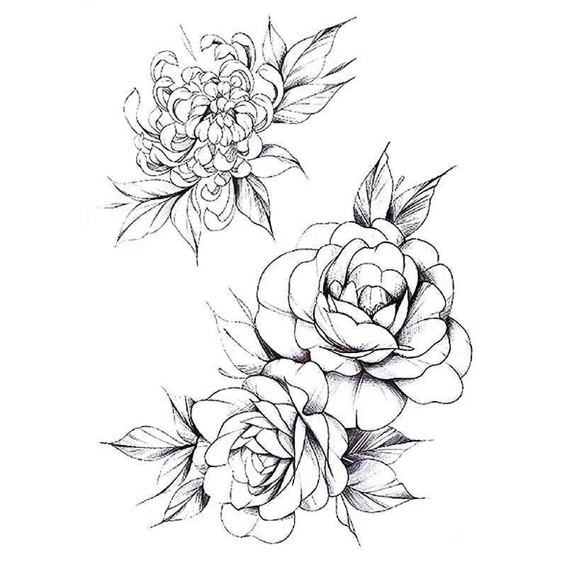 1 PC Fashion Women Girl Temporary Tattoo Sticker Black Roses Design Full Flower Arm Body Art Big Large Fake Tattoo Sticker