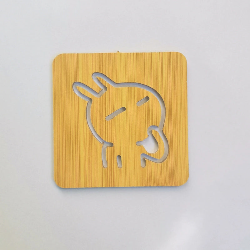 Home Wooden Cartoon Heat Insulation Mat Dining Table Mat Non-slip Pot Mat Creative Cute Cushion Tea Mat Bowl Mat Coaster