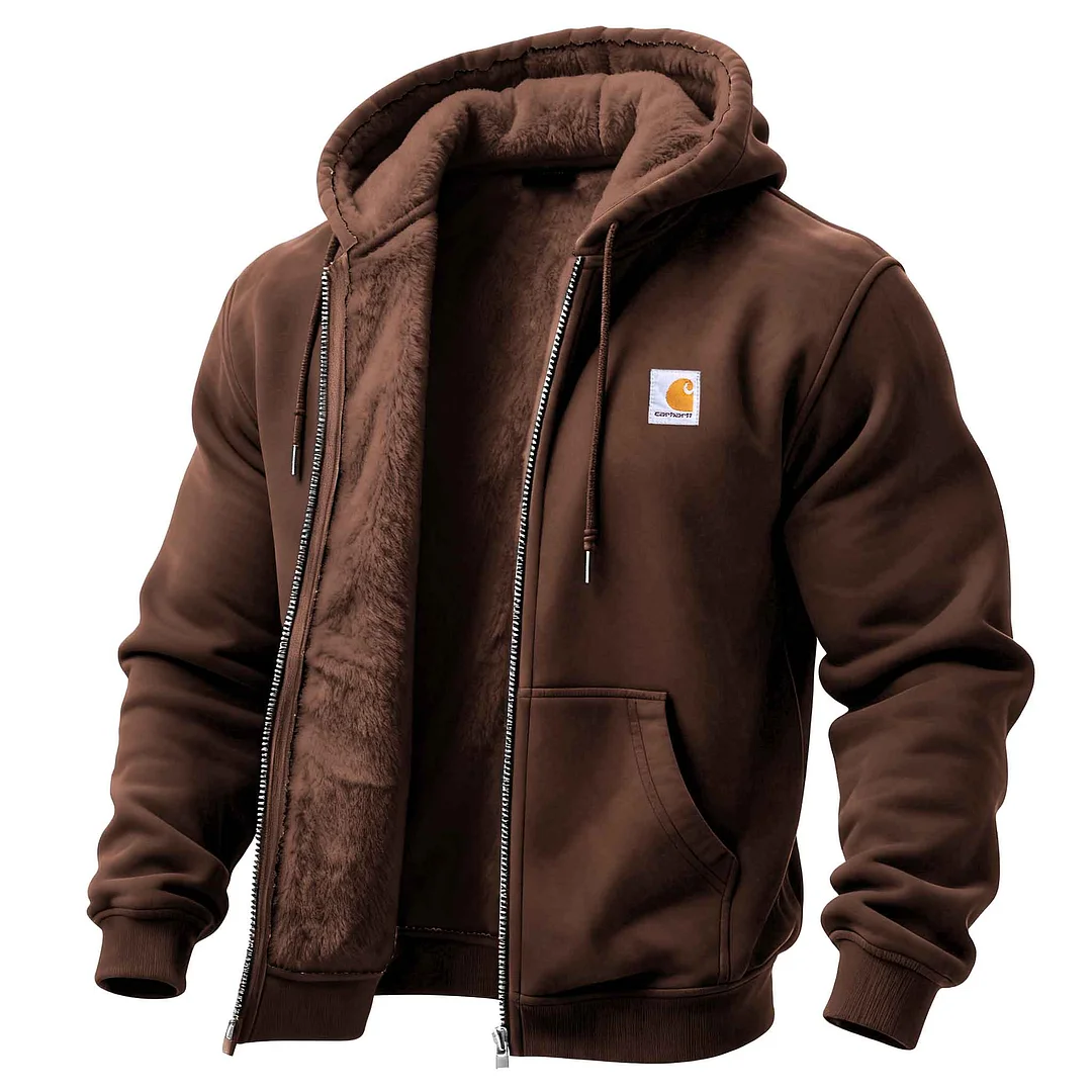 Men's Vintage Fleece Pocket Full Zip Long Sleeve Hoodie Jacket
